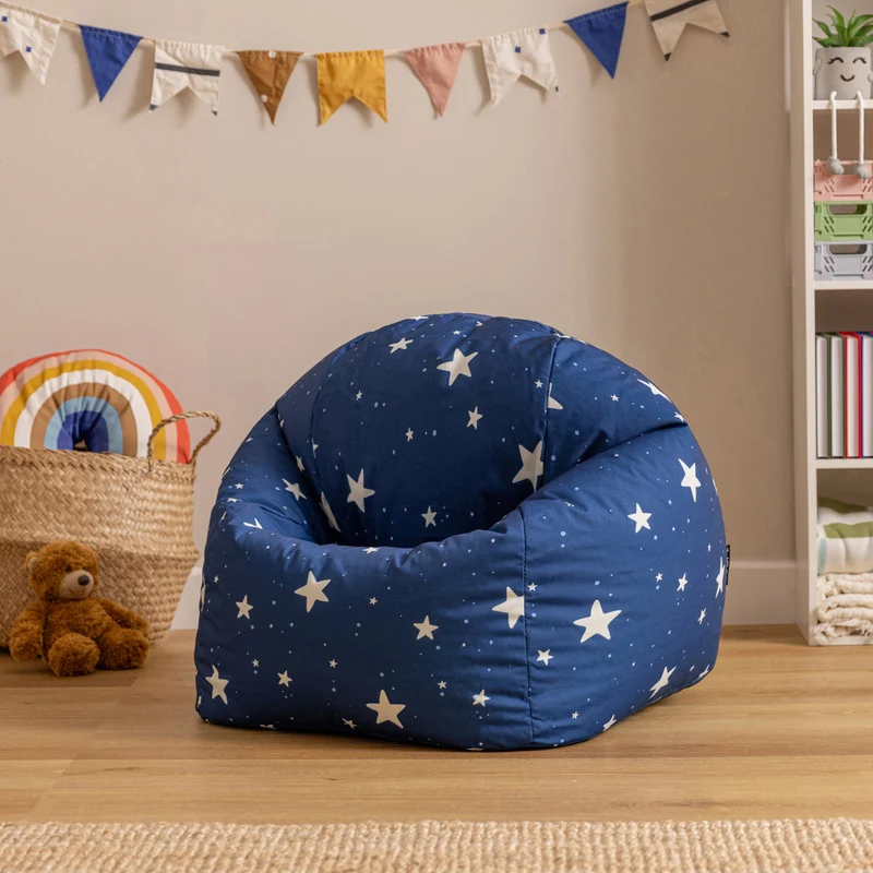 Sitzsack für Kinder mit Sternenhimmel-Aufdruck, Navy blau