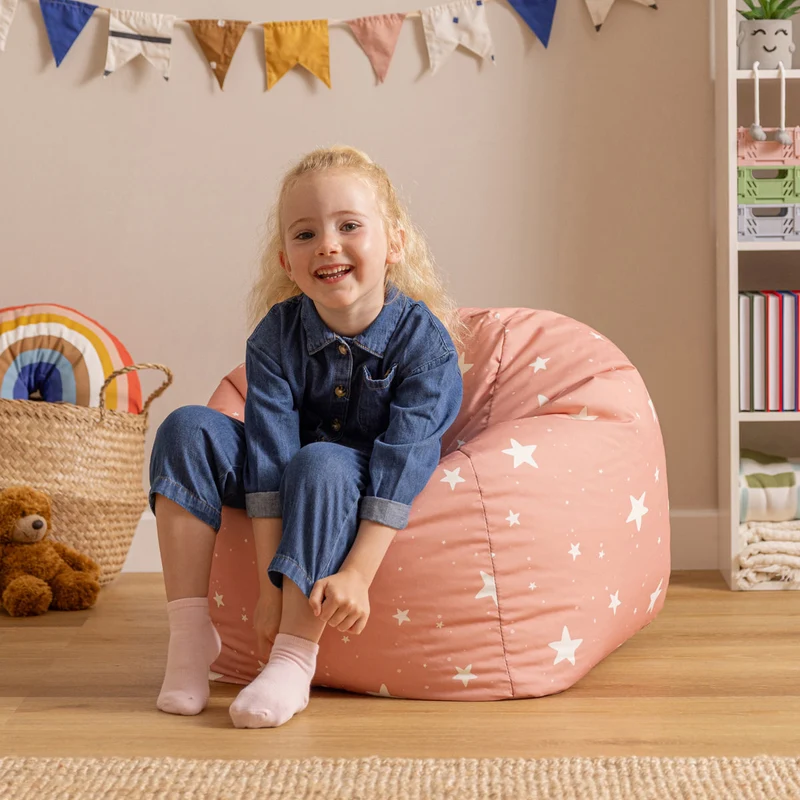 Sitzsack für Kinder mit Sternenhimmel-Aufdruck, Rosa
