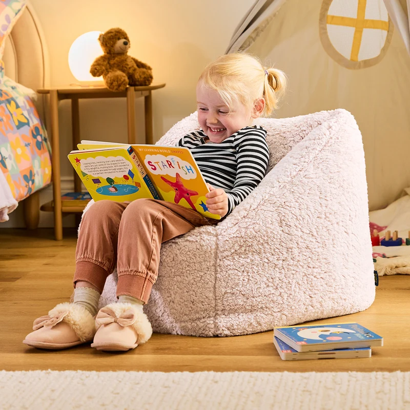 Kinder Natalia Teddy-Fleece Sessel Sitzsack - Rosa