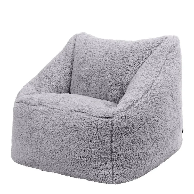 Natalia Sessel-Sitzsack für Kinder, Teddy-Fleece, Grau