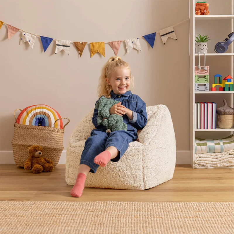 Natalia Sessel-Sitzsack für Kinder, Teddy-Fleece, Natur