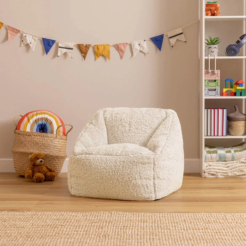 Natalia Sessel-Sitzsack für Kinder, Teddy-Fleece, Natur