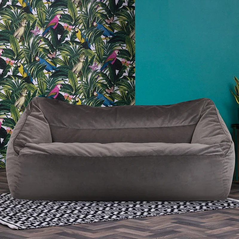 Cecilia Samt-Loveseat-Sitzsack – Anthrazitgrau