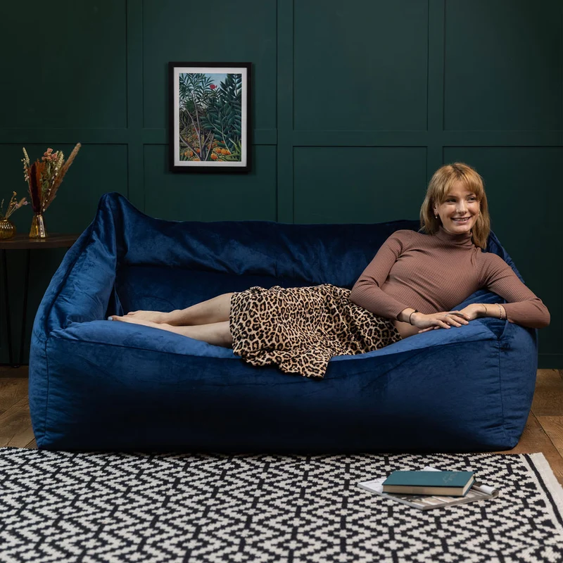 Cecilia Samt-Zweisitzer-Sitzsack - Marineblau