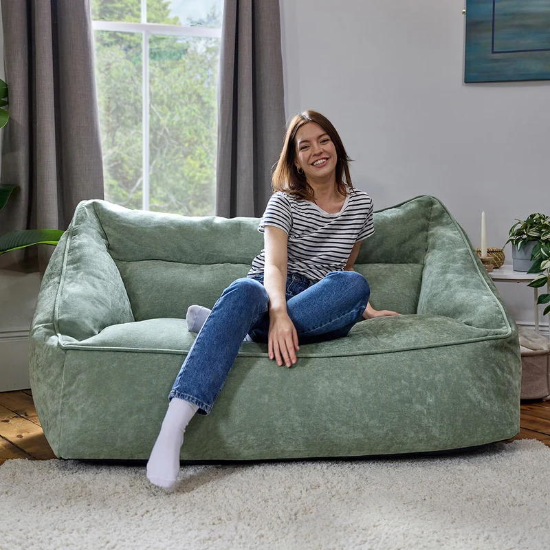 Sofa-Sitzsack Cecilia mit Chenille-Bezug, salbeigrün