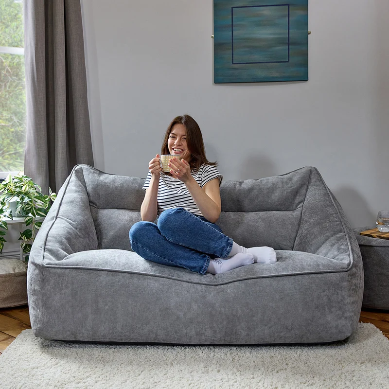 Sofa-Sitzsack Cecilia mit Chenille-Bezug, grau