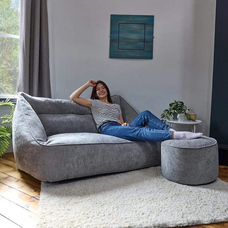 Sofa-Sitzsack Cecilia mit Chenille-Bezug, grau