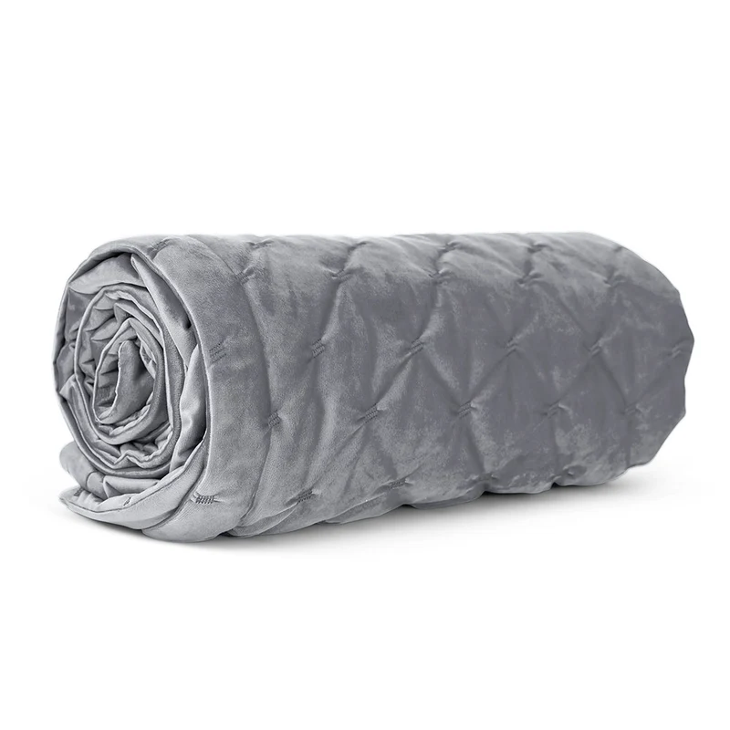 Rosa Gesteppte Samtdecke - Grau
