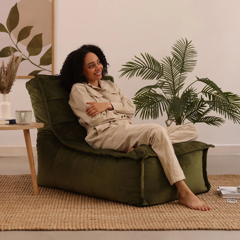 Dolce Samt-Lounger, Olivgrün