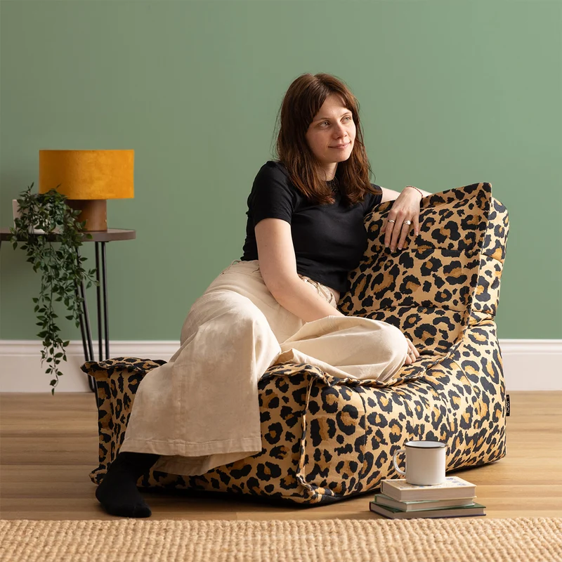 Dolce Gewebter Scandi Lounger, Leoparden-Print, Mehrfarbig