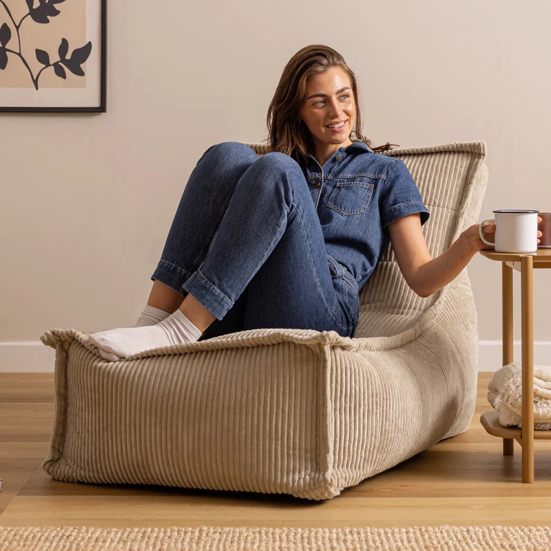 Dolce Scandi Liegestuhl, Cord, Steingrau