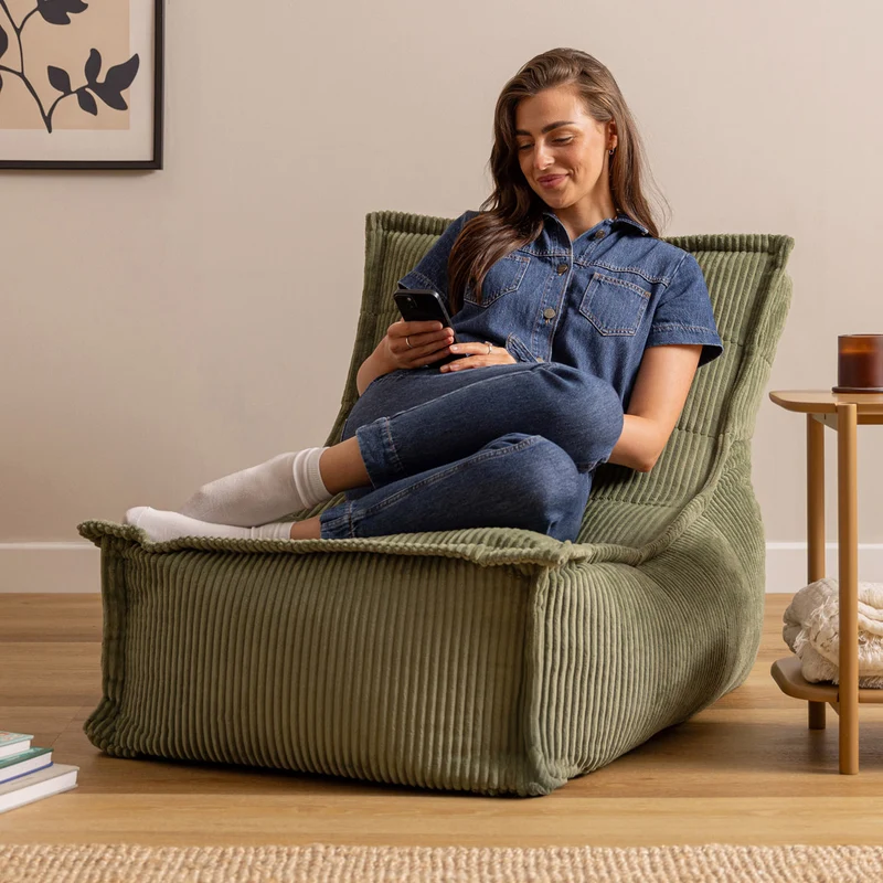 Dolce Scandi Liegestuhl, Cord, Salbeigrün