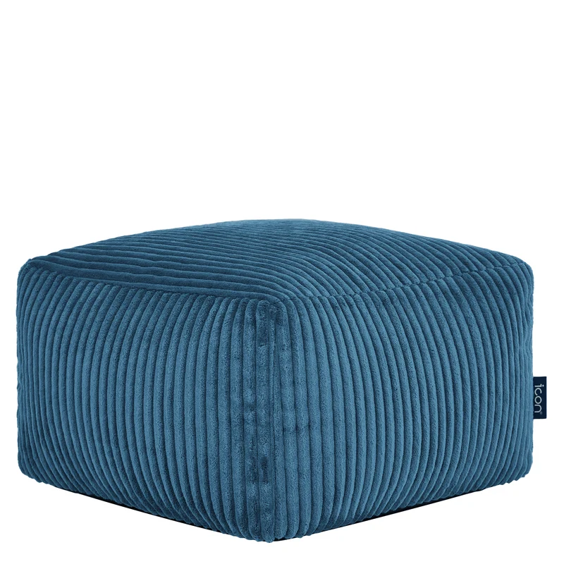 Mini Amara Kord-Quadrat-Fußhocker – Denim-Blau