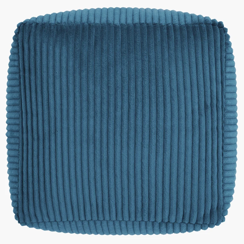Mini Amara Kord-Quadrat-Fußhocker – Denim-Blau