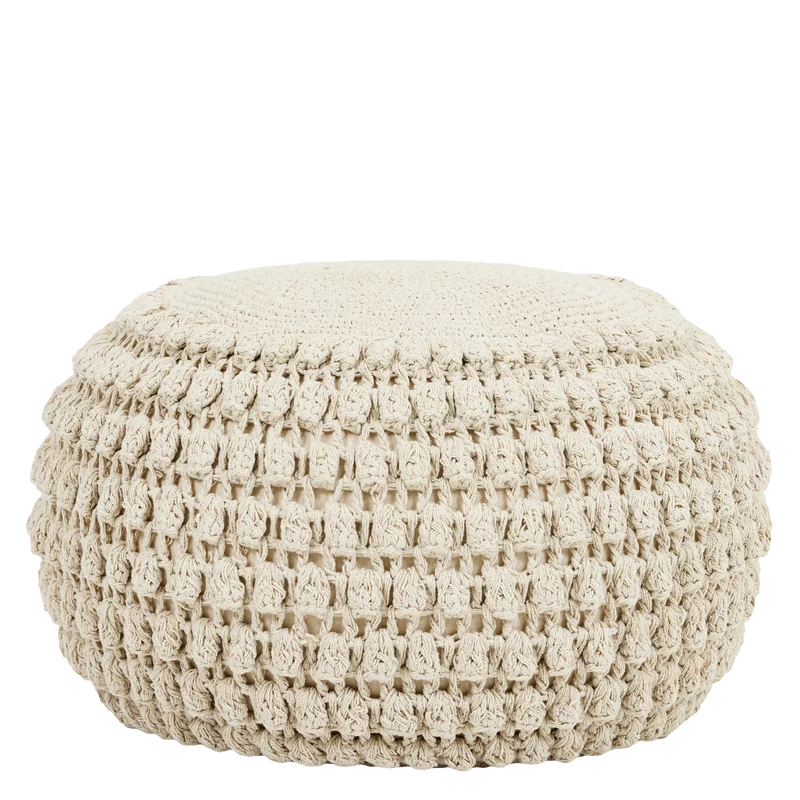 Riva Bobble Häkel-Sitzhocker – Natur
