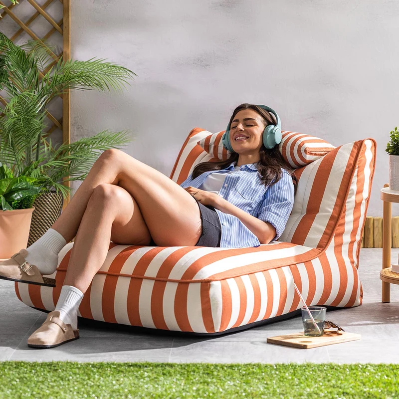 Nova Gewebter Gestreifter Lounger, Terrakotta