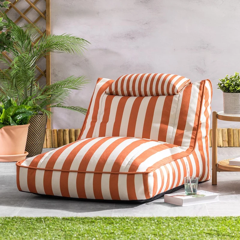 Nova Gewebter Gestreifter Lounger, Terrakotta