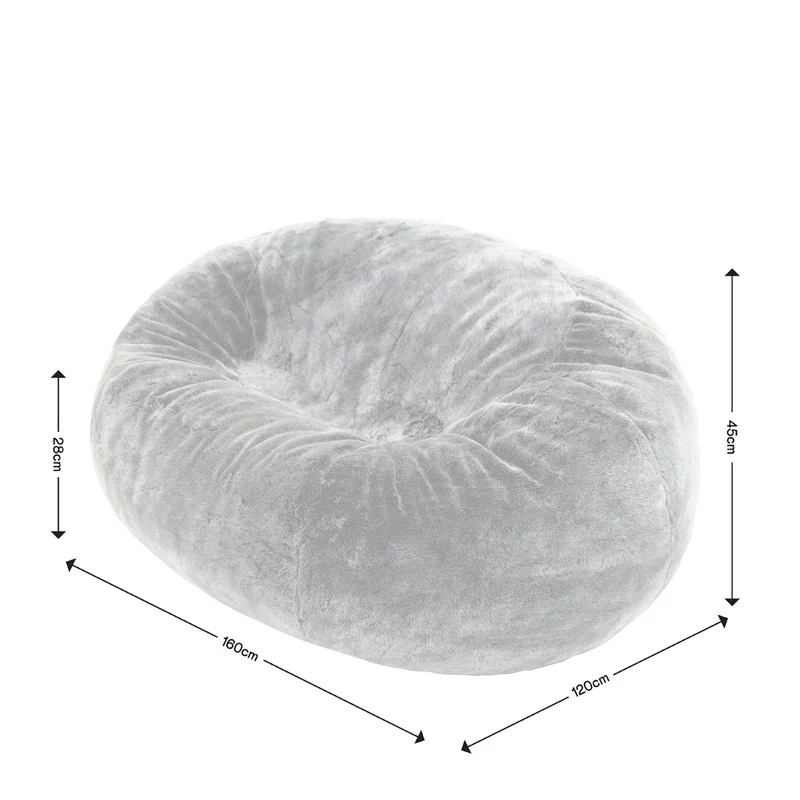 Kenai Cloud Zweisitzer-Sitzsack aus Kunstfell – Arctic Wolf