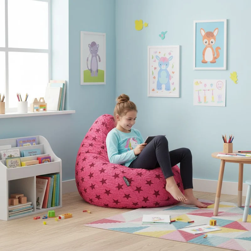Sitzsack BeanBag Fluffy Stars XL, pink