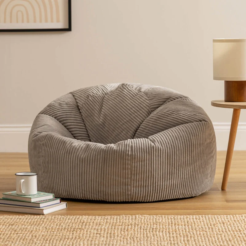 Kingston Klassischer Sitzsack, Cord, Grau