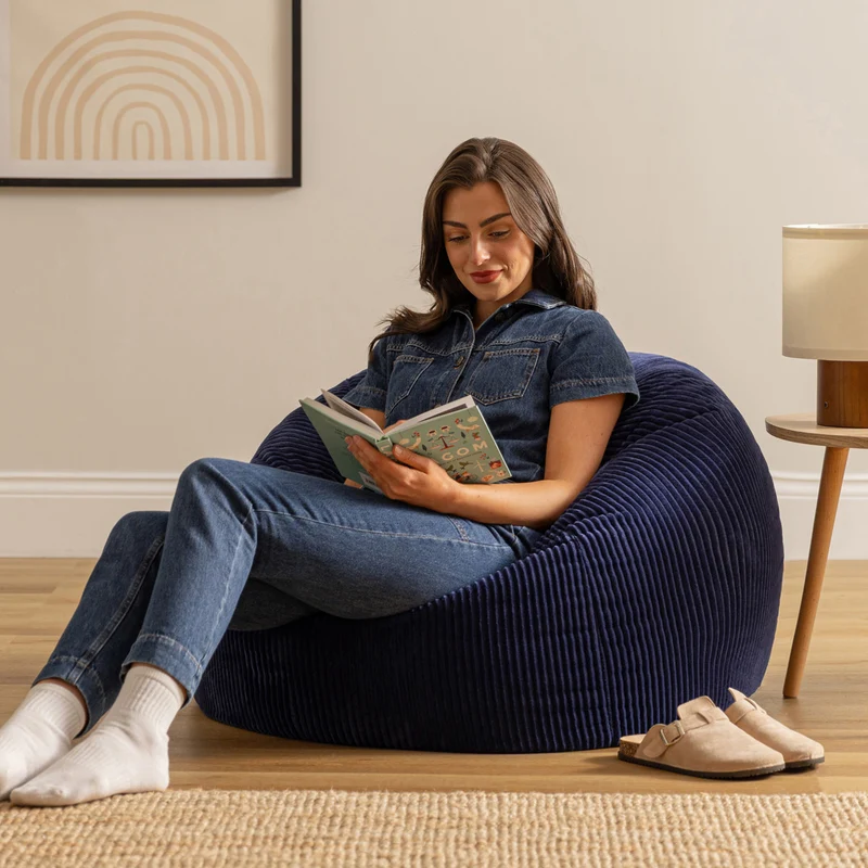 Kingston Klassischer Sitzsack, Cord, Marineblau