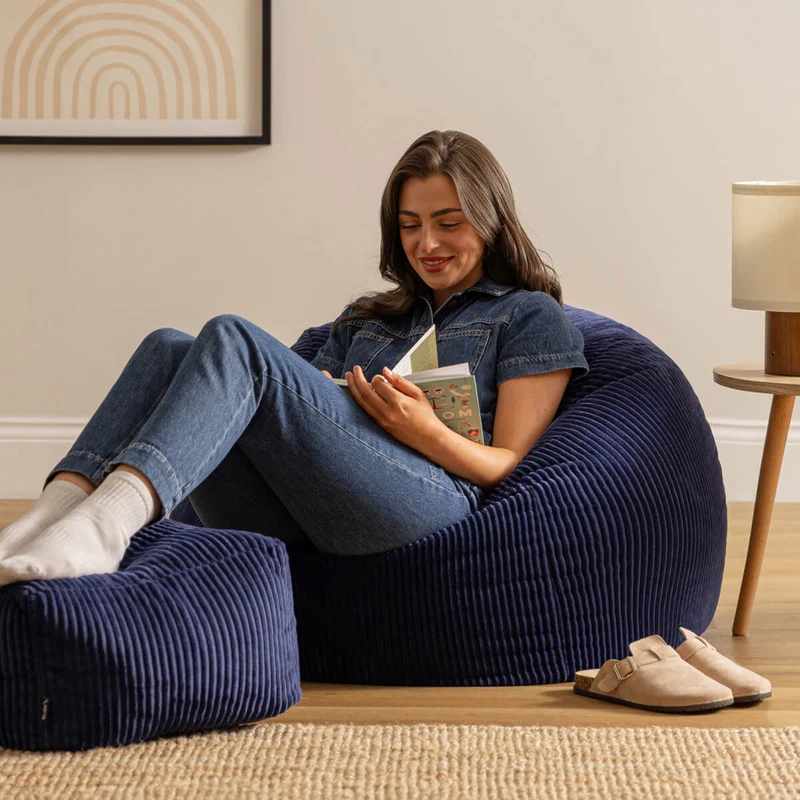 Kingston Klassischer Sitzsack, Cord, Marineblau