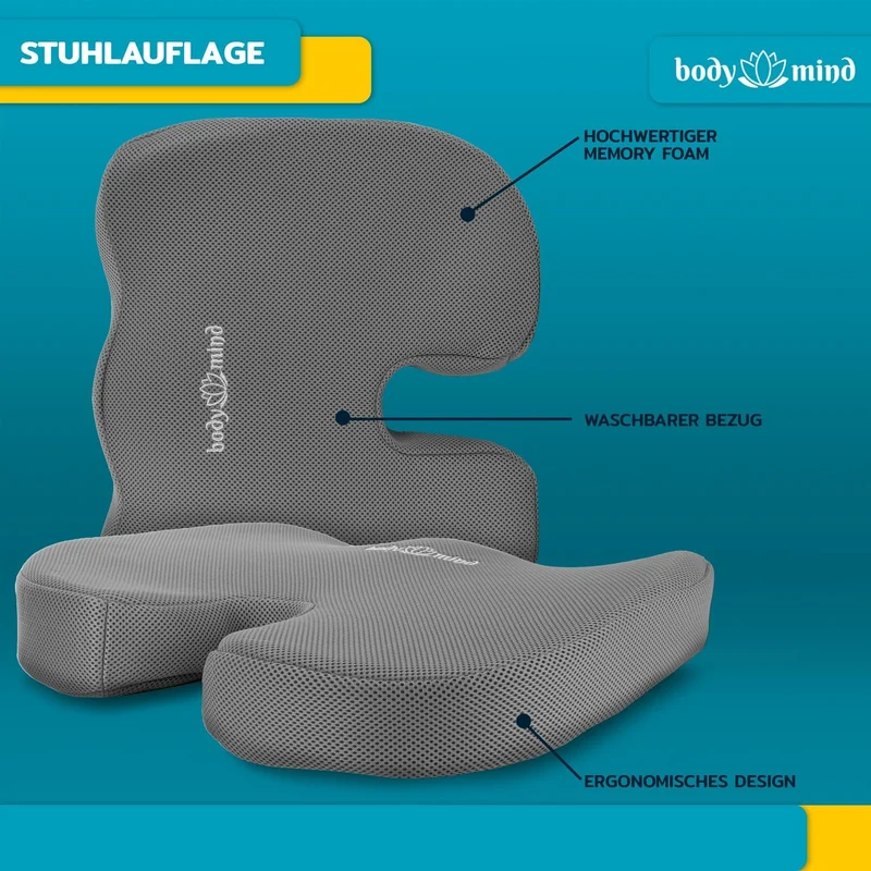 Orthopädisches Keilkissen mit Memory-Foam für Büro & Auto