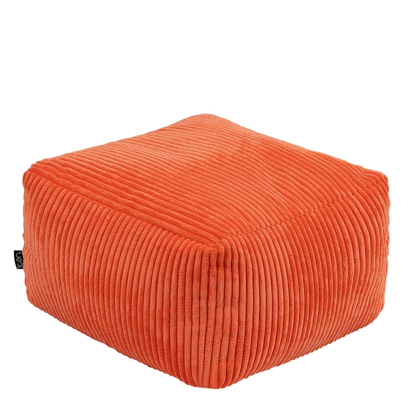 Amara Corduroy Quadratischer Hocker - Orange
