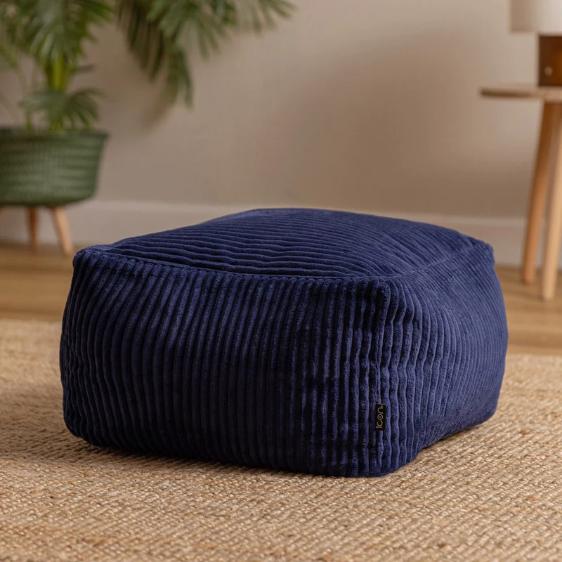 Amara Fußhocker, Cord, Marinebleu