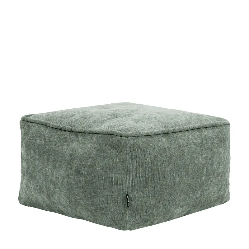 Amara Chenille-Fußhocker, quadratisch, salbeigrün