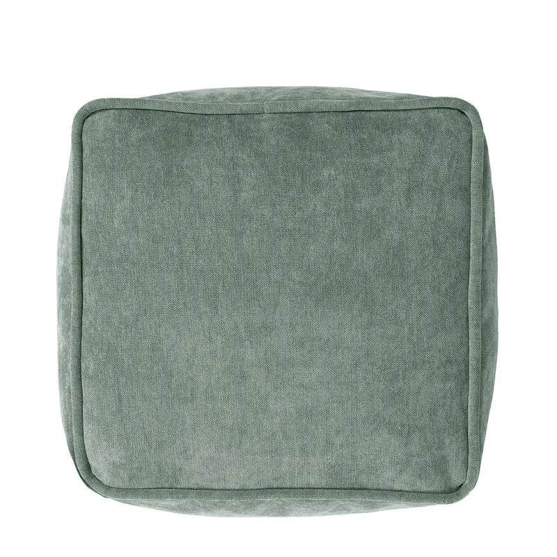 Amara Chenille-Fußhocker, quadratisch, salbeigrün