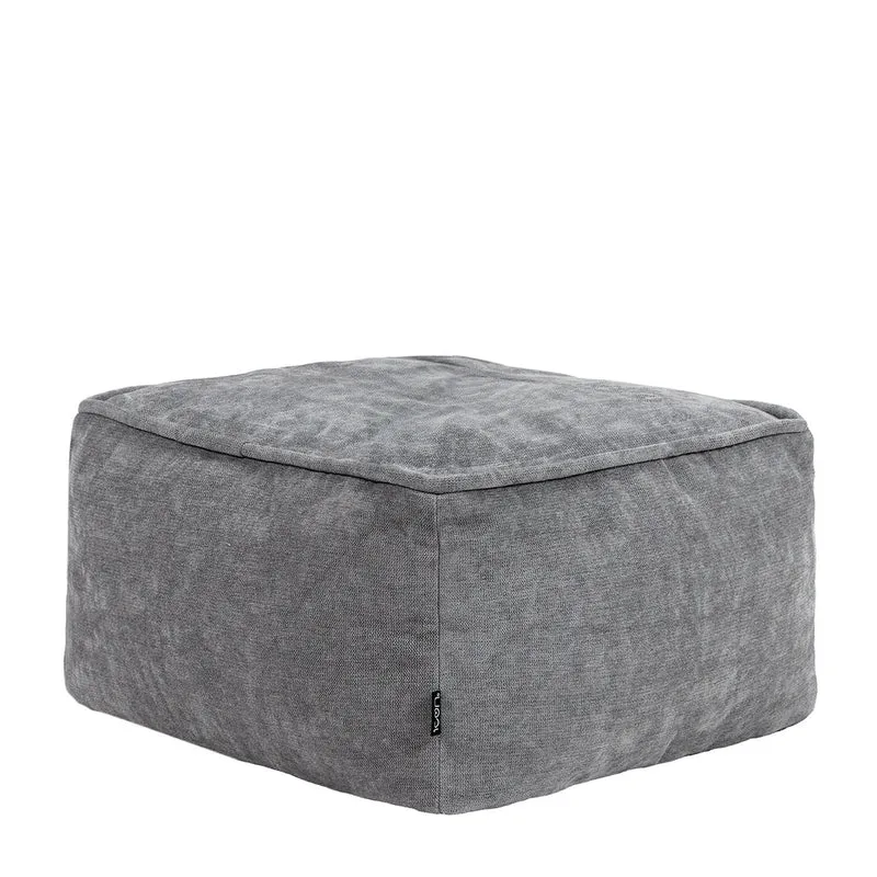 Amara Chenille-Fußhocker, quadratisch, grau