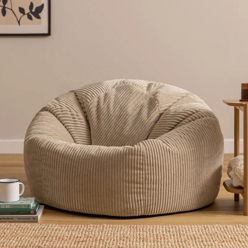 Kingston Klassischer Sitzsack XL, Cord, Steingrau