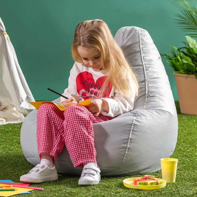 Kids Dalton Indoor-Outdoor Hochlehner-Sitzsack – Grau