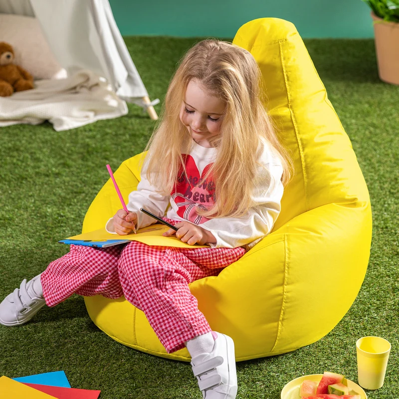 Kids Dalton Indoor-Outdoor Hochlehner-Sitzsack – Gelb