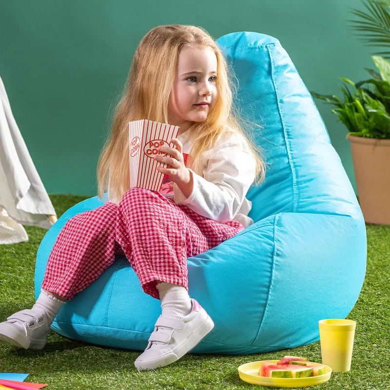 Sitzsack Kinder Dalton Indoor-Outdoor mit hoher Rückenlehne – Aqua