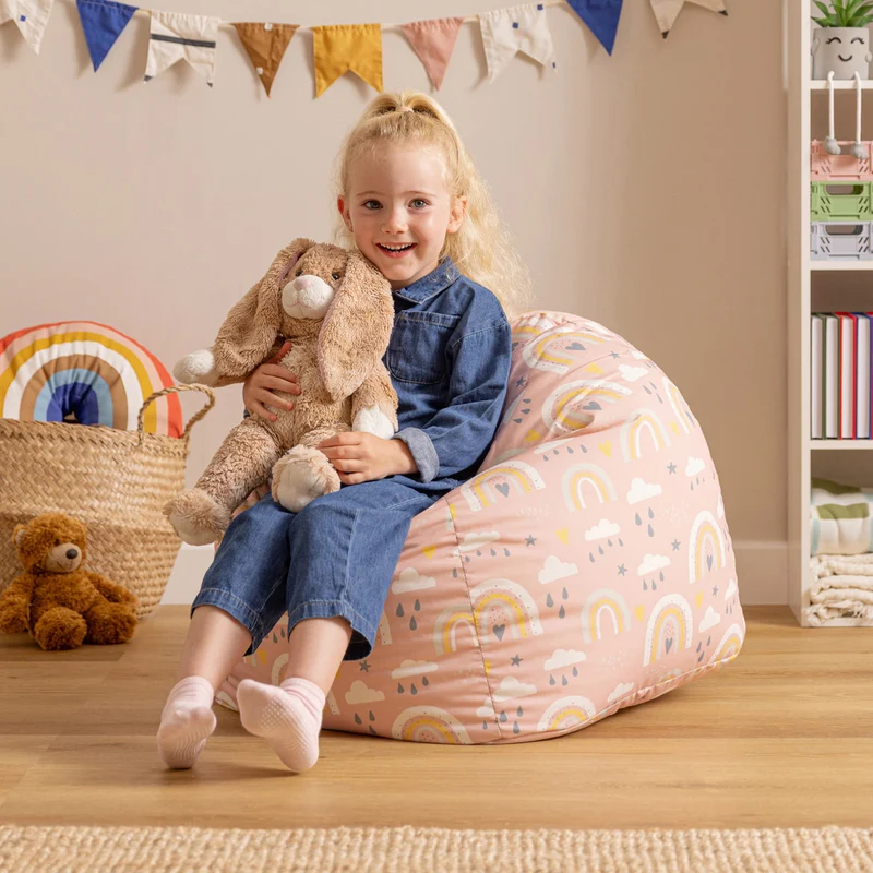 Sitzsack für Kinder mit Regenbogenmuster – Rosa