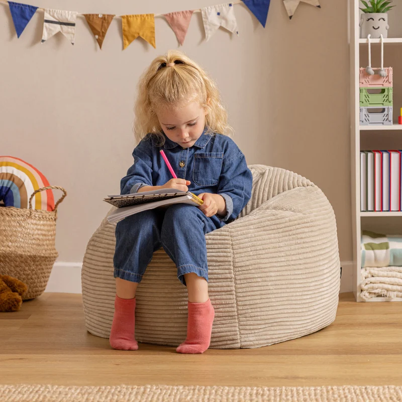 Kinder Kingston Cord-Klassik-Sitzsack - Stone