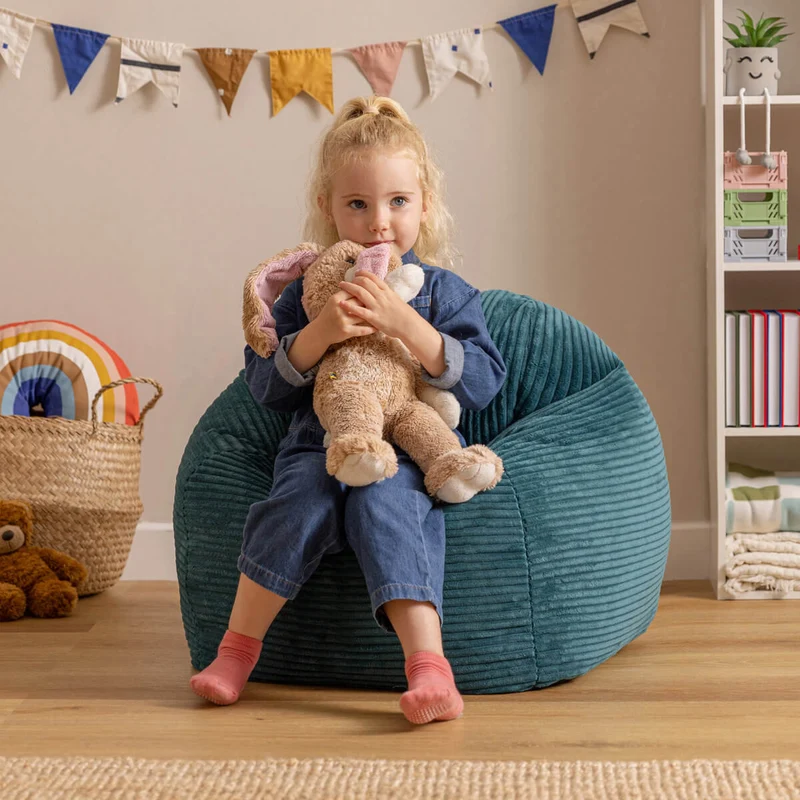 Kinder Kingston Klassischer Cord-Sitzsack - Petrol