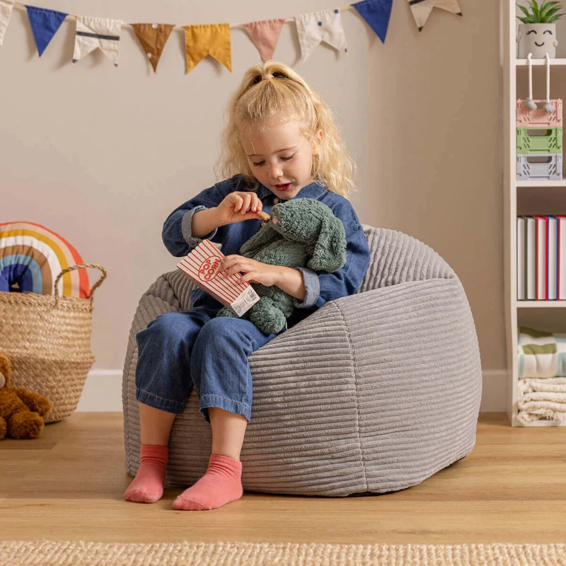 Kinder Kingston Cord Corduroy Classic Sitzsack – Grau