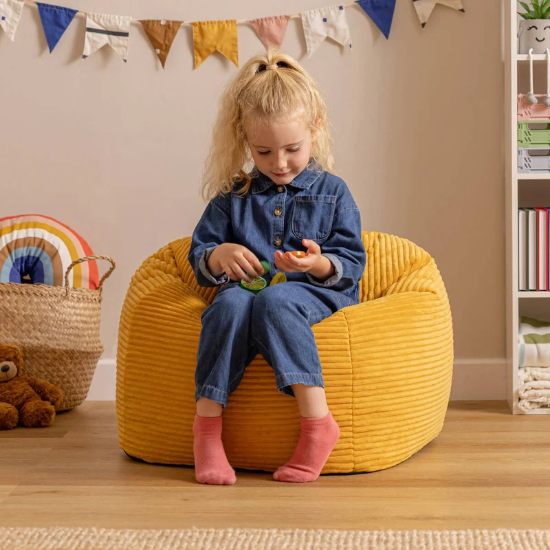 Kids Kingston Corduroy Classic Sitzsack – Ockergelb