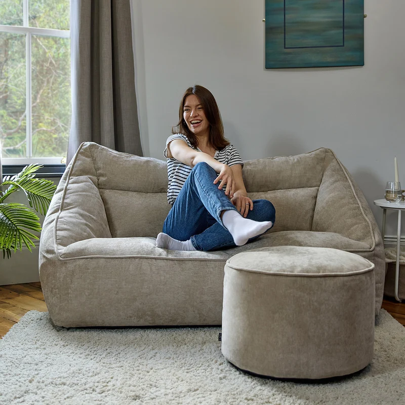 Sofa-Sitzsack Cecilia mit Chenille-Bezug, naturfarben
