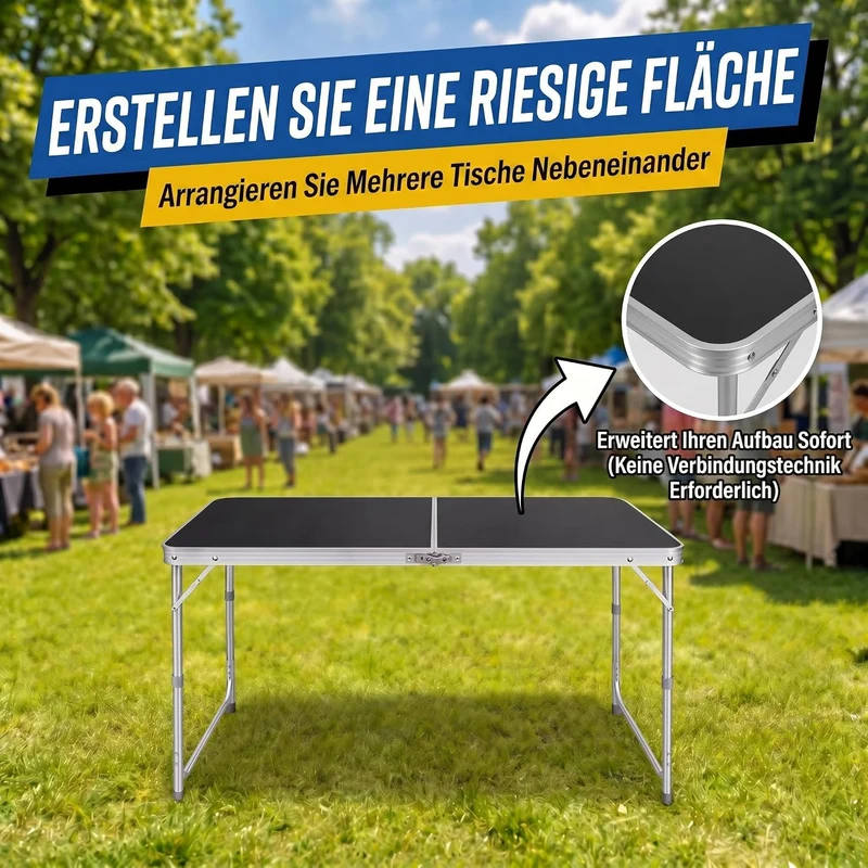 1-B Ware - Klapptisch aus Aluminium 120x60cm; Farbe: Schwarz