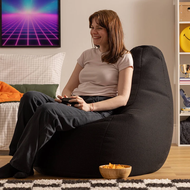 Gaming Recliner Sitzsack XL, Performance-Mesh, Mitternachtsschwarz