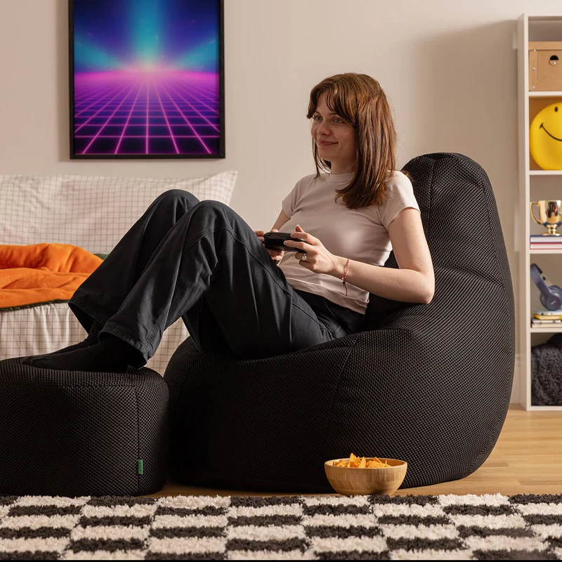 Gaming Recliner Sitzsack XL, Performance-Mesh, Mitternachtsschwarz