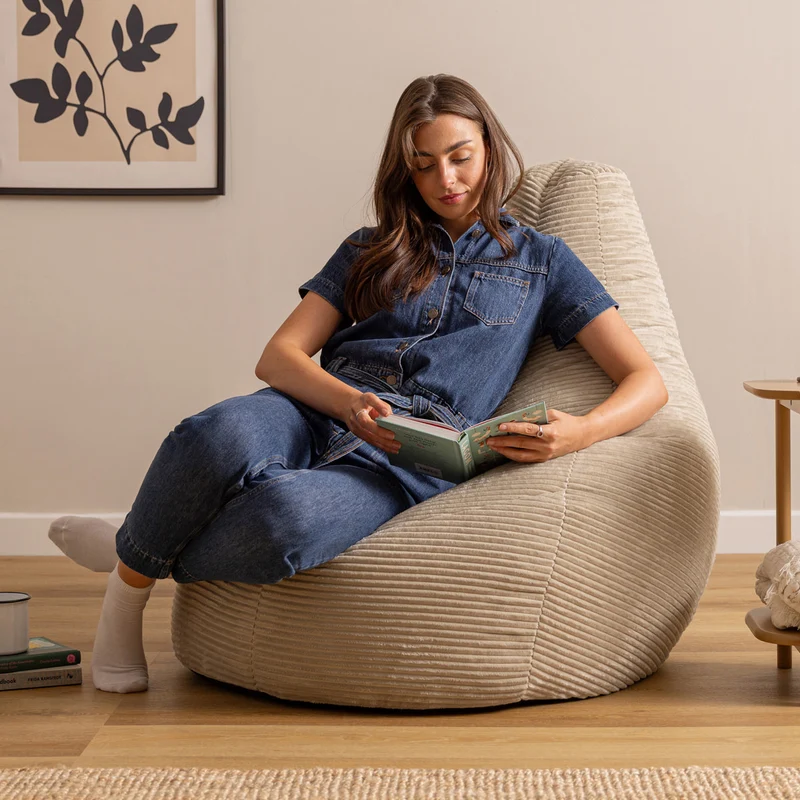 Dalton Recliner Sitzsack XL, Cord, Steingrau