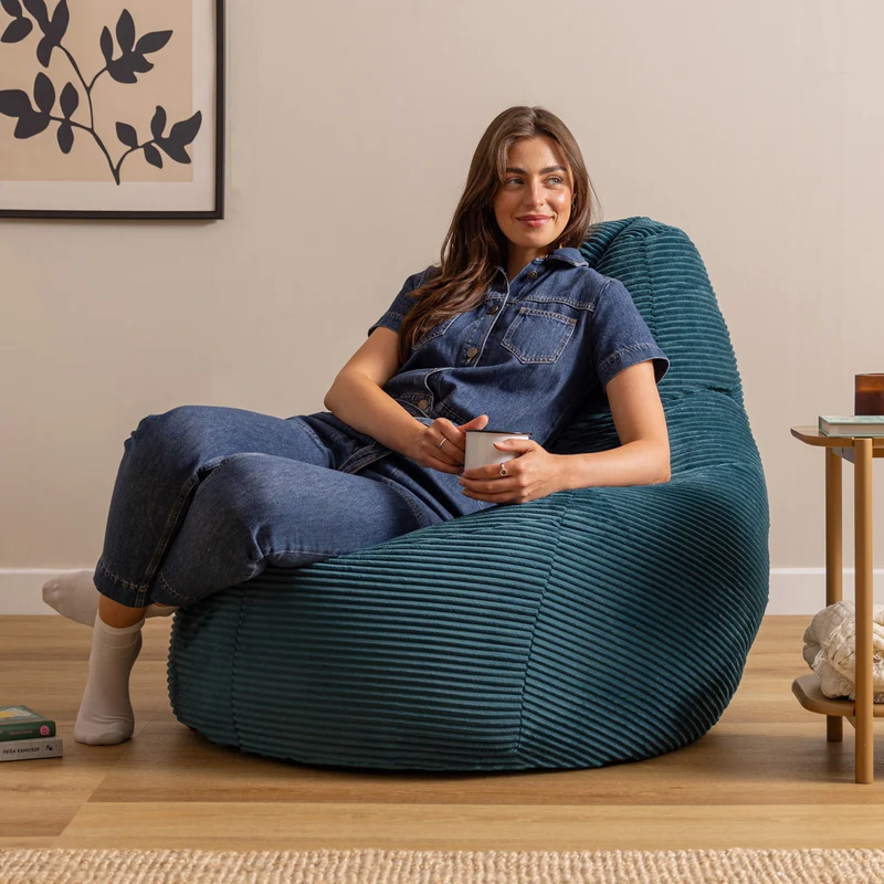 Dalton Recliner Sitzsack XL, Cord, Blaugrün