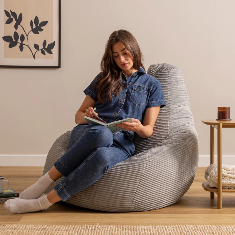 Dalton Recliner Sitzsack XL, Cord, Hellgrau