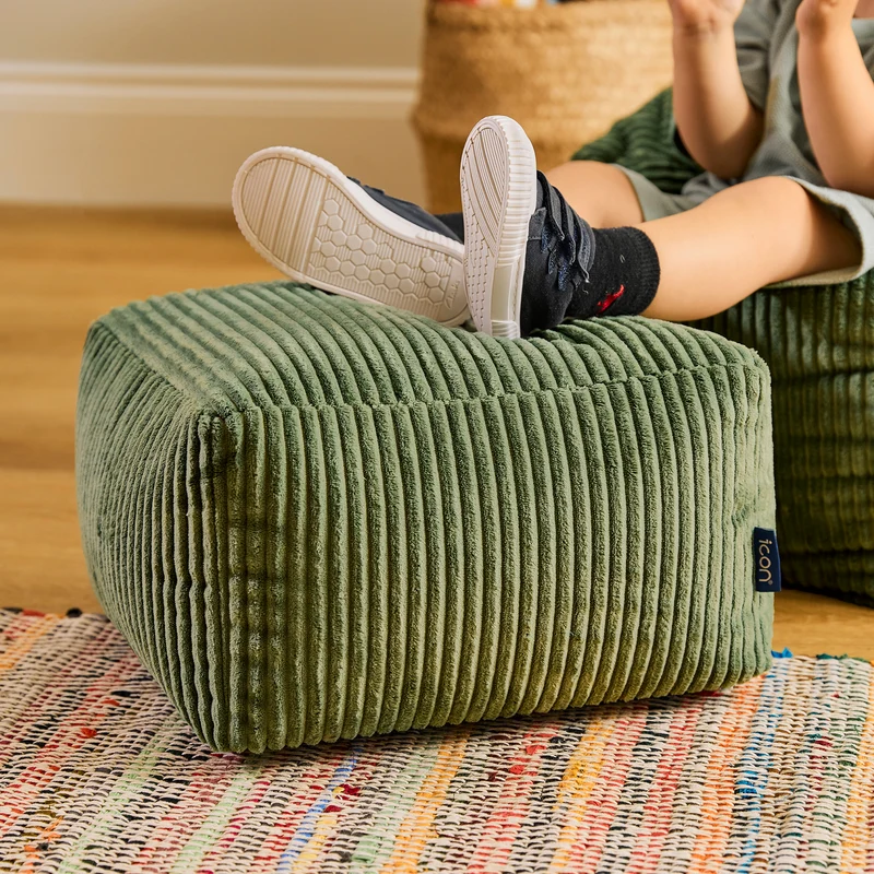 Mini Amara Cord Square Fußhocker - Salbeigrün