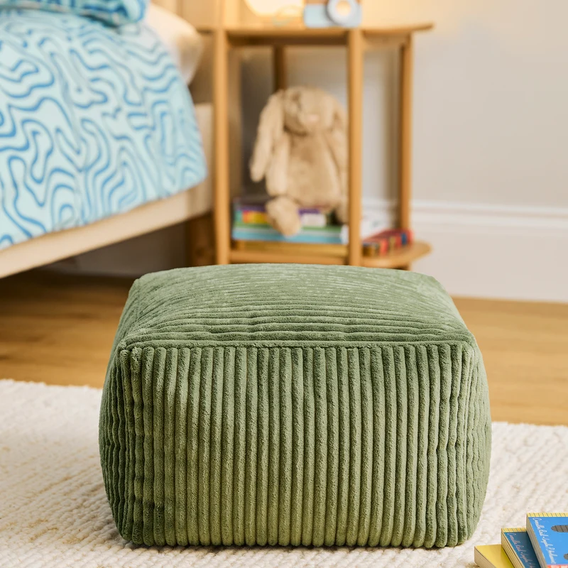 Mini Amara Cord Square Fußhocker - Salbeigrün